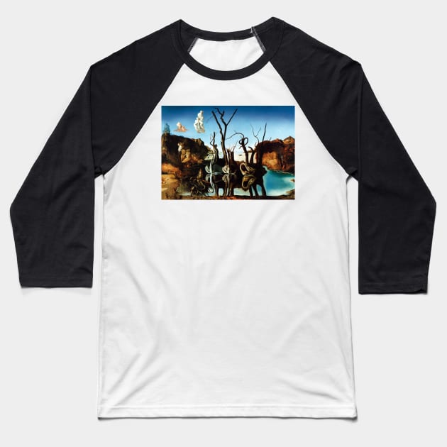 Painting Swans Reflecting Elephants Salvador Dali T-Shirt T-Shirt Baseball T-Shirt by J0k3rx3